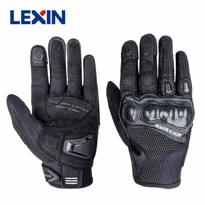 LEXIN 2021 New Mesh gloves Breathable High sensitive Fingertips Motorcycle Gloves for men Touch Screen Motorbike Summer Gloves