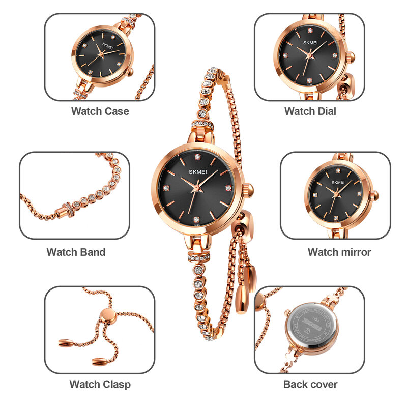 2021 модные женские часы, роскошные медные кварцевые часы, дамские повседневные часы, наручные часы топового бренда SKMEI, водонепроницаемые часы