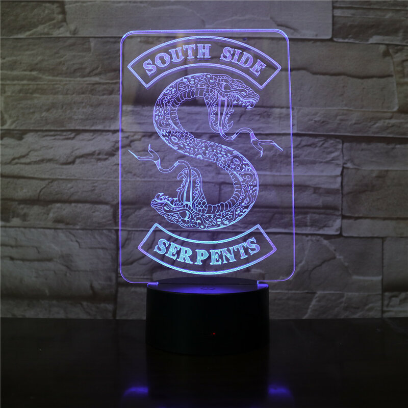 Badges Riverdale Snake Logo Night Light LED Southside Serpents Decor Sign Things Riverdale Accessories Gift Table Bedroom Lamp