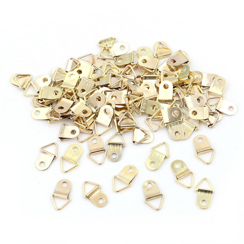 100Pcs Mini Gouden Driehoek D-Ring Foto Olieverf Spiegel Fotolijst Haak Hanger 10X20Mm meubels Accessoires