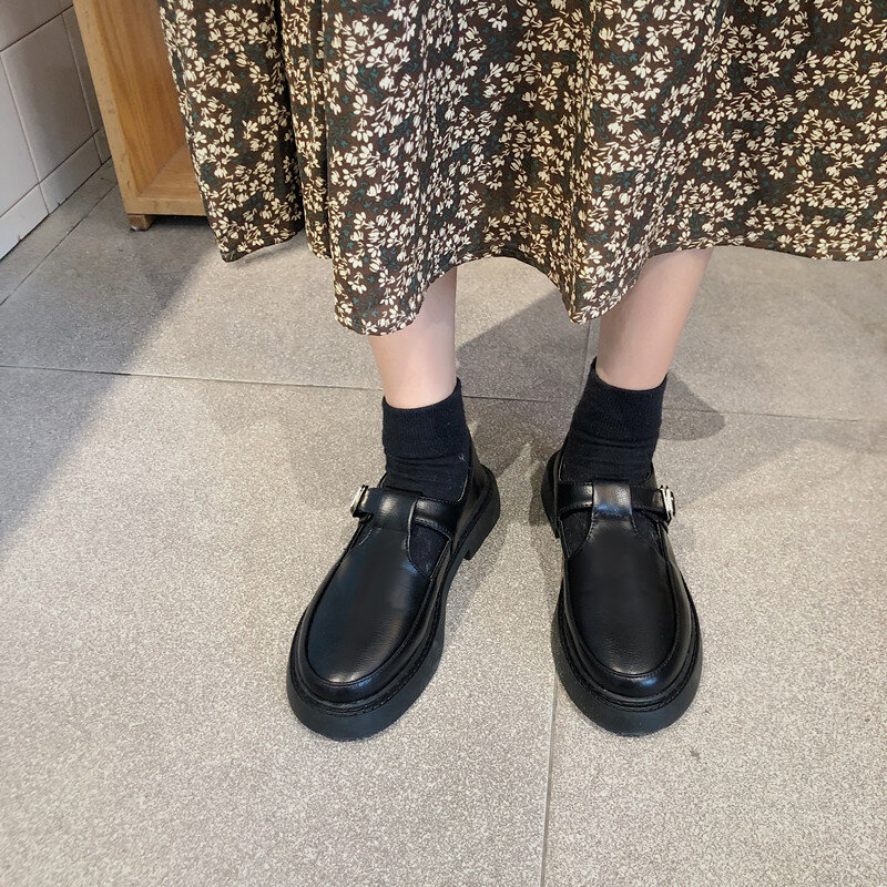 Primavera/otoño MODA CALZADO nuevo cuero cómodo mujeres zapatos damas plana sólido negro Slip on mujer Tenis Femenino W35-25