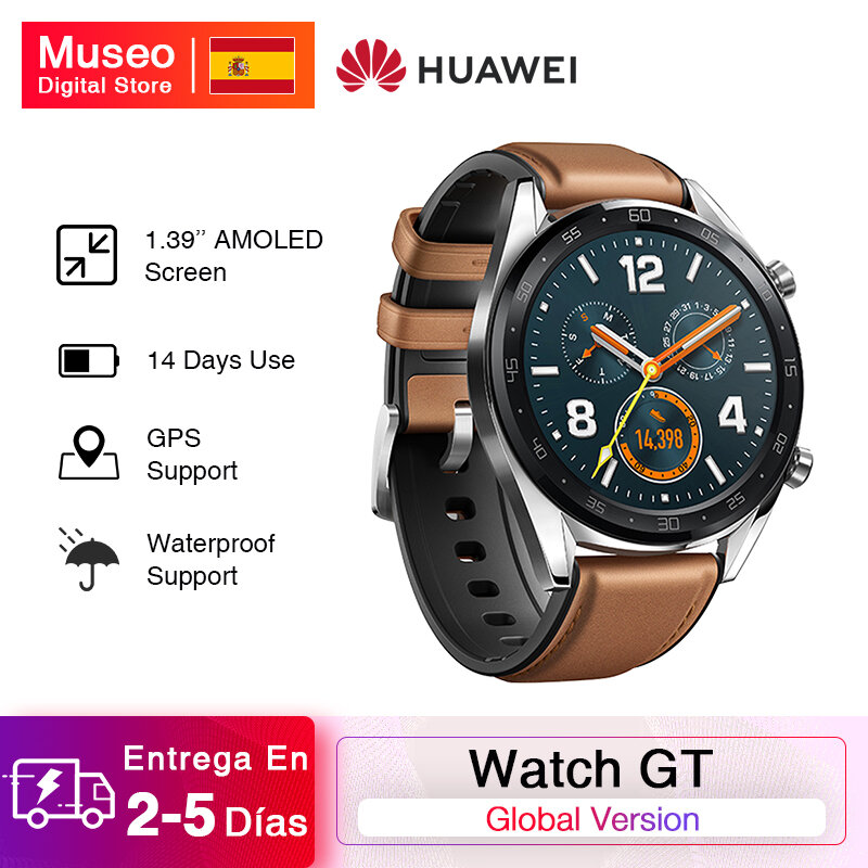 Relógio inteligente huawei versão global, smartwatch gt com gps, 14 dias de duração da bateria, 5 atm, à prova d' água, medidor de frequência cardíaca