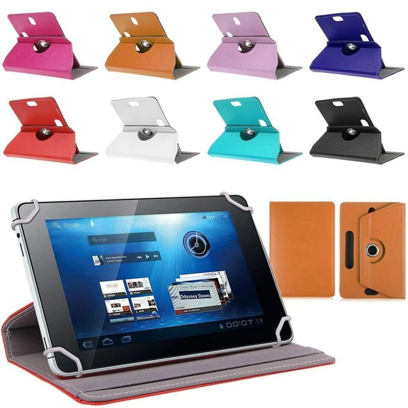 Baru 7 "/8" 9 "/10" Faux Kulit Tablet PC Case Cover 360 Derajat berputar Berdiri Dudukan Universal 7 8 9 10 Inch