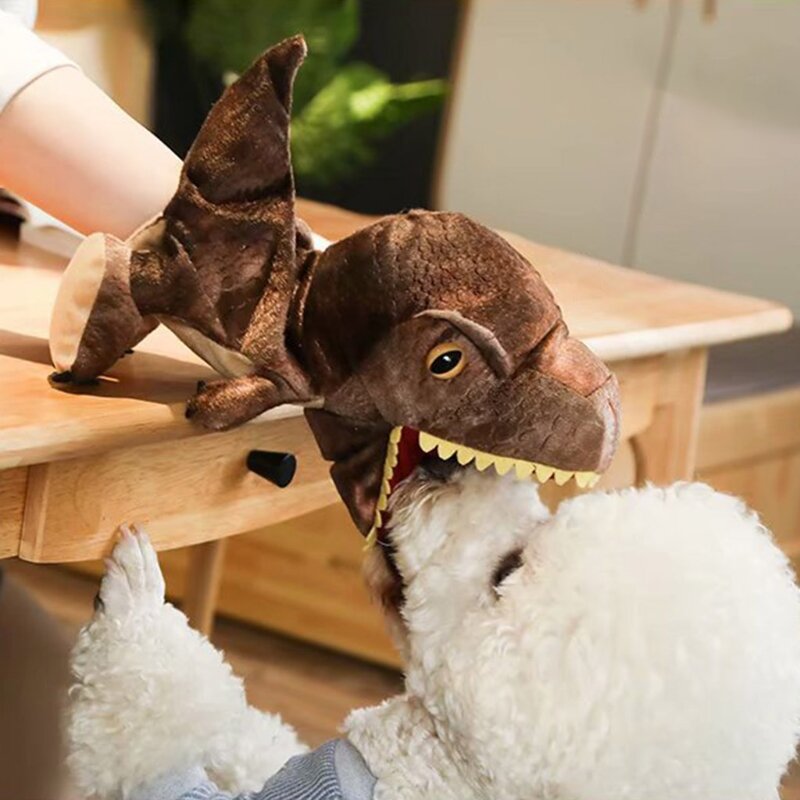 Symulacja Cartoon zwierząt dinozaur wisząca lalka lalek rękawiczki miękkie wypchane pluszowe zabawki dla dzieci prezent