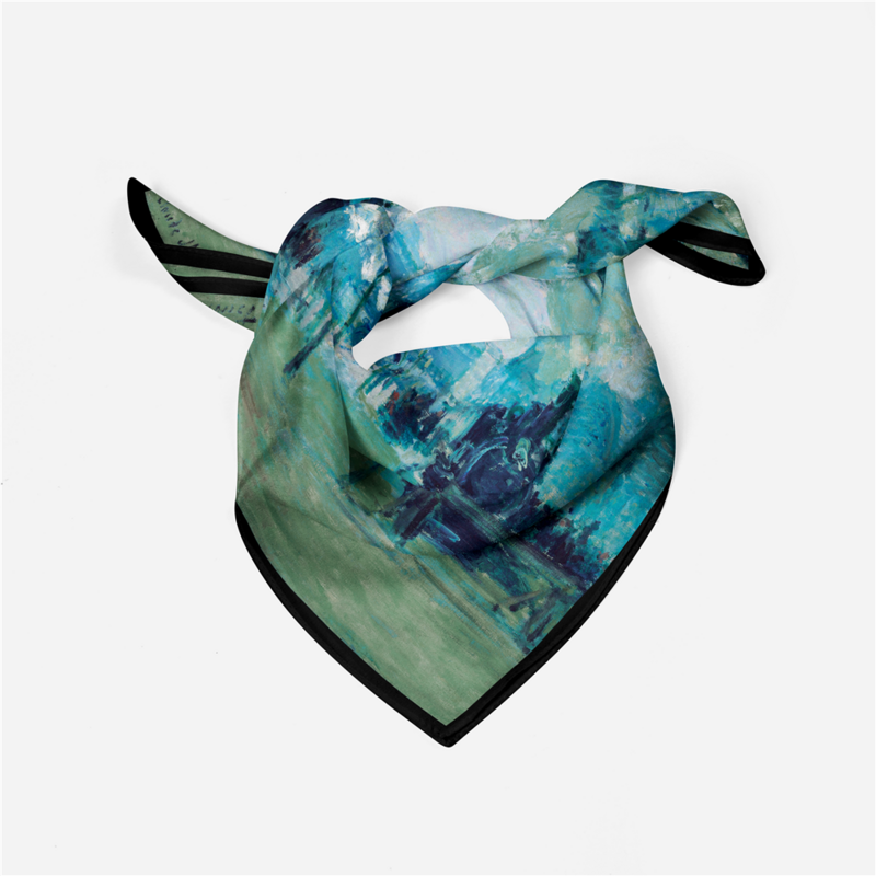 Саржевый шелковый шарф, женские квадратные шарфы с рисунком на станции, бандана, маленький хиджаб, шелковые шарфы, повязка на голову, шейный платок 53 см