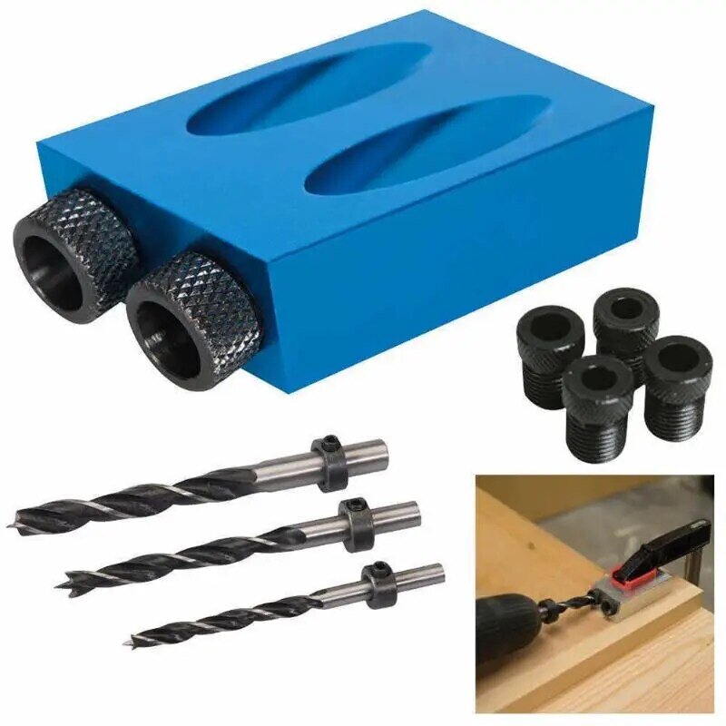14pcs/set Mini Kreg Style Pocket Hole Jig Kit System Joinery Step Drill Bit Accessories Wood Work Tool Set for Woodworking