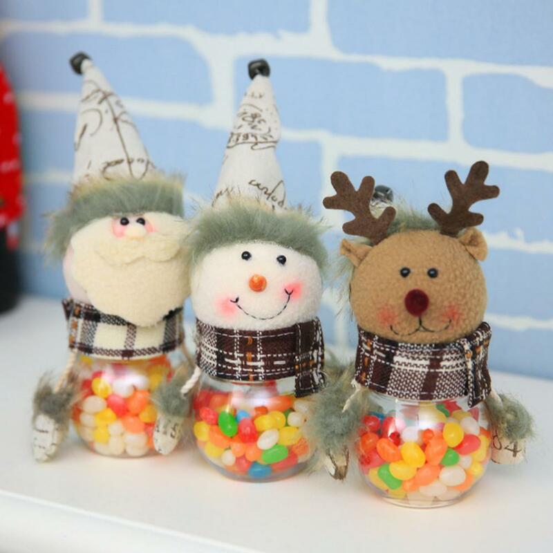 Frasco de doces dos desenhos animados anti-crack leve natal elf doces frasco saco de presente decorações para crianças