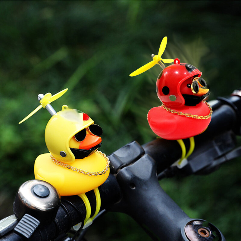 Petit canard jaune debout pour décoration de vélo, casque d'hélice, canard cassé, vent, ornements de vélo, moto, cyclisme