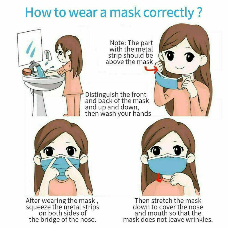 50/100 sztuk biały Unisex dla dorosłych jednorazowa maska na twarz 3Ply pętla do uszu oddychające cienki stylowy osłona na usta proste zewnątrz Cubrebocas