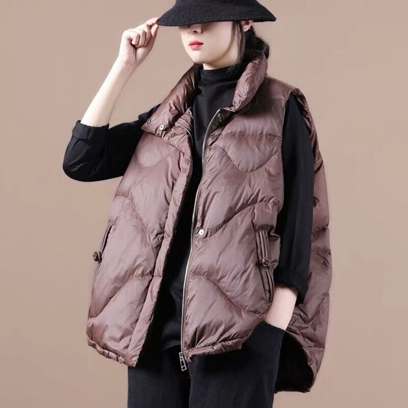 Estilo preguiçoso colete feminino outono e inverno 2021 nova koreanversion solta outer wear colete jaqueta fina com bolsos tendência moda