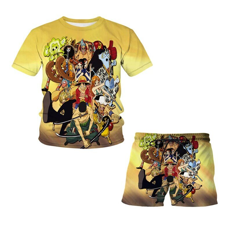 Animazione giapponese abito con stampa 3d Toddler Boys and Girls set Top + shorts set 2 pezzi tuta sportiva set Casual per t-shirt 4-14Y
