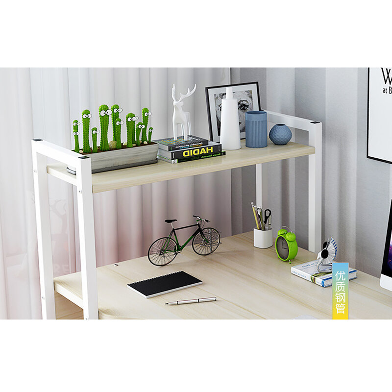 90/100/120cm Computer Laptop Desk Modern Style Computer Desk with 4 Tiers Bookshelf for Home Office Studying Living Room