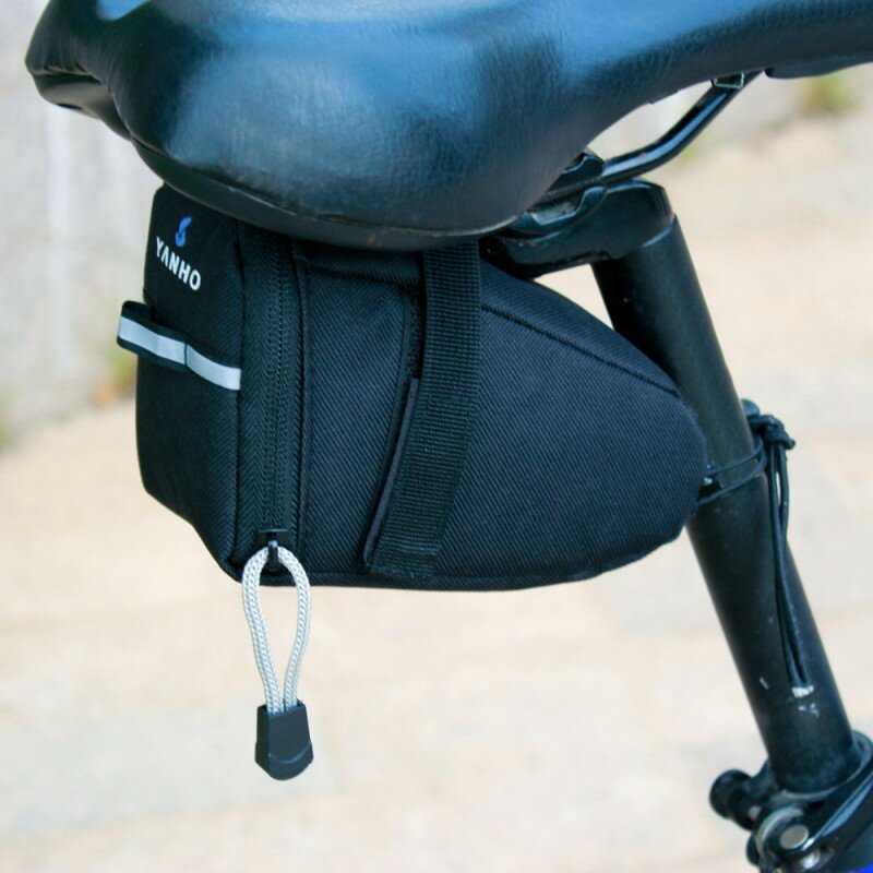 방수 자전거 안장 가방, 블랙 반사 사이클링 시트 테일 백, 자전거 안장 파우치, 야외 액세서리, 15cm x 10cm x 8cm