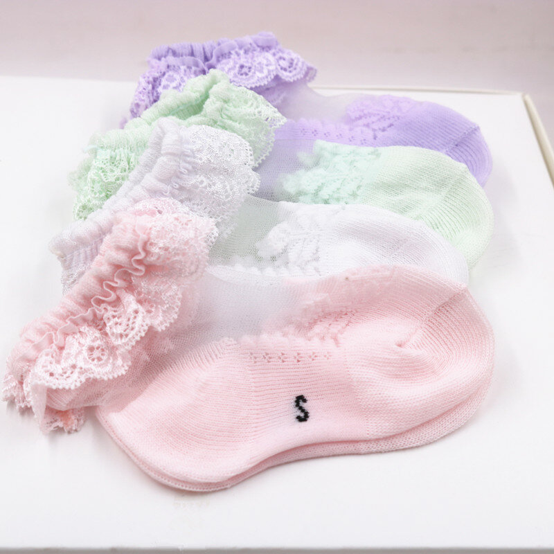 Calcetines finos de encaje para bebé y niña, medias caladas de cristal, holgadas y transpirables, de princesa, para primavera y verano