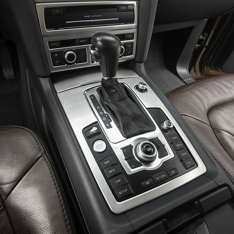 Console do carro gearshift suporte de copo água decoração capa engrenagem multimídia painel adesivo guarnição para audi q7 acessórios interiores automóveis