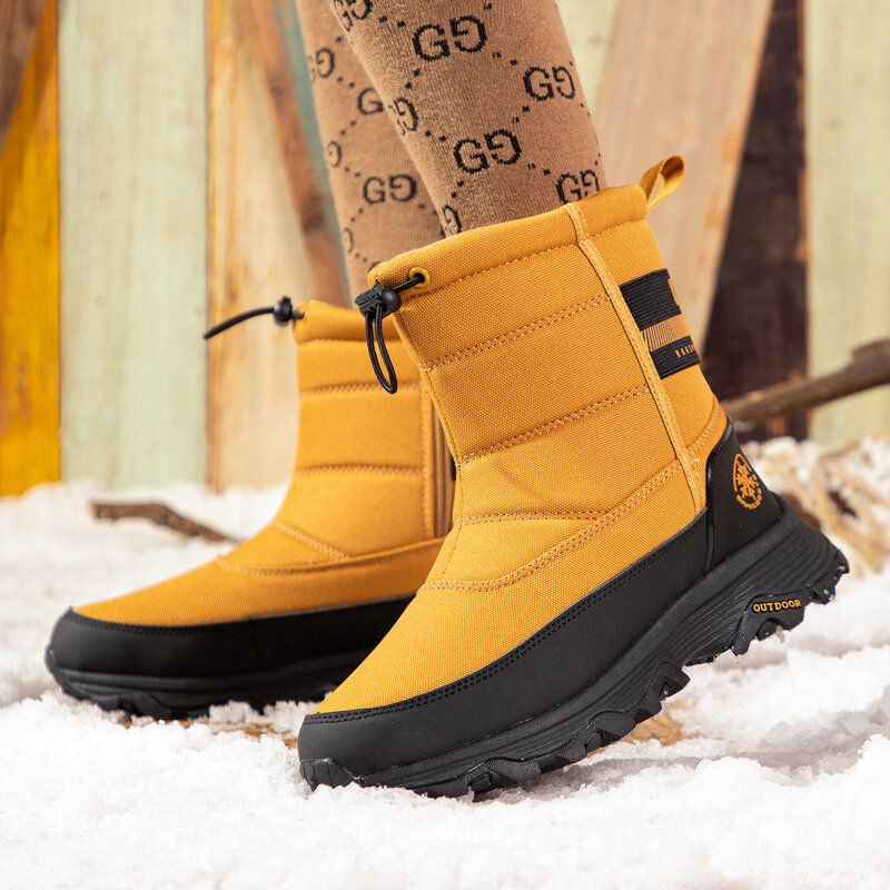 Baasploa 2023 New High Heels Women Winter Waterproof Sneakers Non-Slip Thick bottom Walking Hiking Shoes Female White Snow Boots