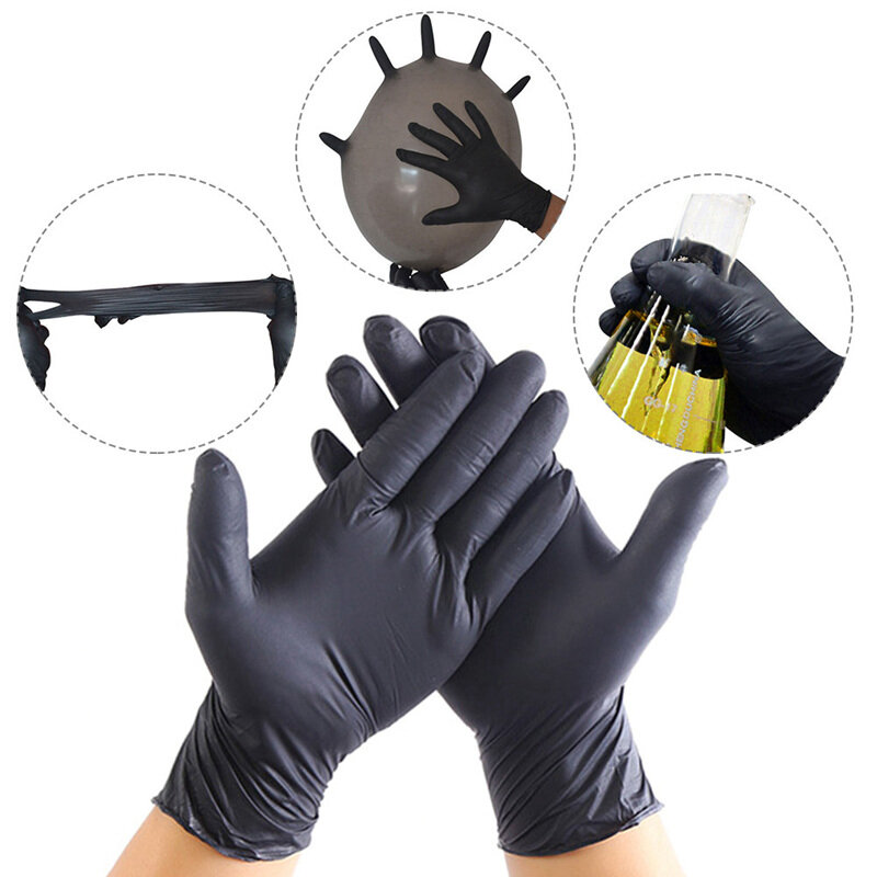 使い捨てラテックス手袋 20 〜 100 個ブラックブルー家庭用食品ゴム庭のクリーニングユニバーサル手袋