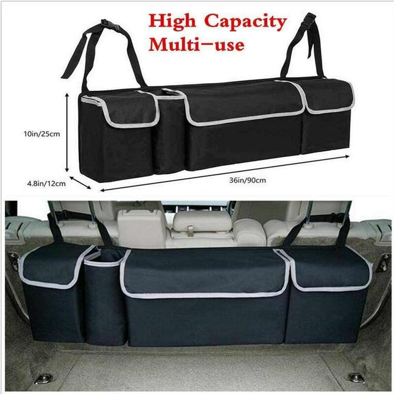 Huihom Car Trunk Organizer Multi Pocket Seat Back Hanging Storage Bag Automobile Travel Stowing Tidying Accessories 92*28*10cm