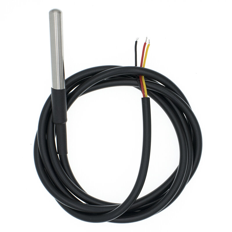 Sensor de temperatura do aço inoxidável DS18B20, sonda de cabo, impermeável, pacote 1 m, 3m, 18b20