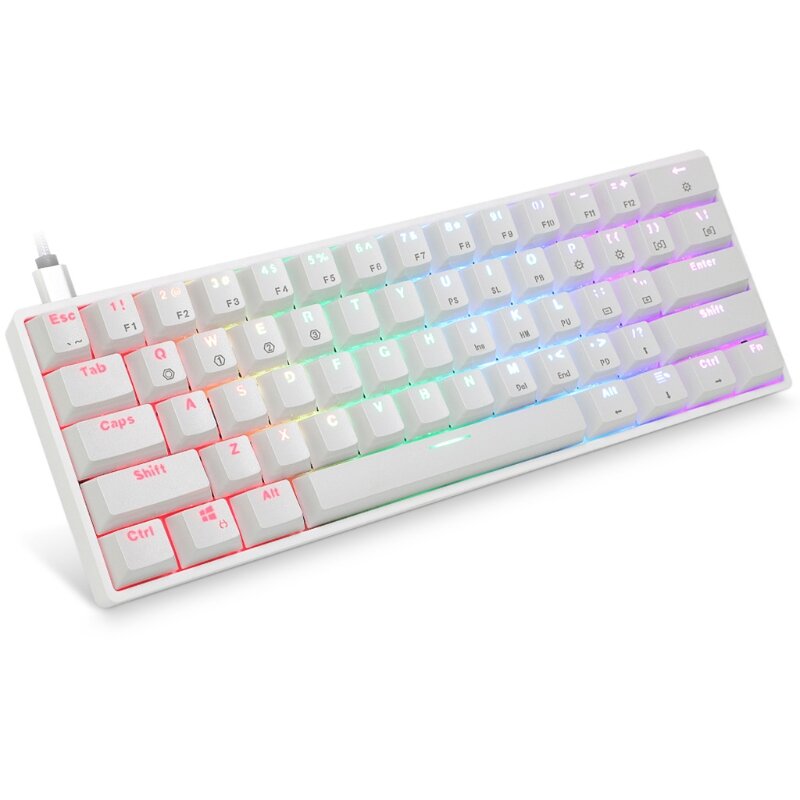 SK61 Gk61 Portable 60% Mechanical Keyboard Gateron optical Switches Backlit Hot Swappable Wired Gaming Keyboard For PC