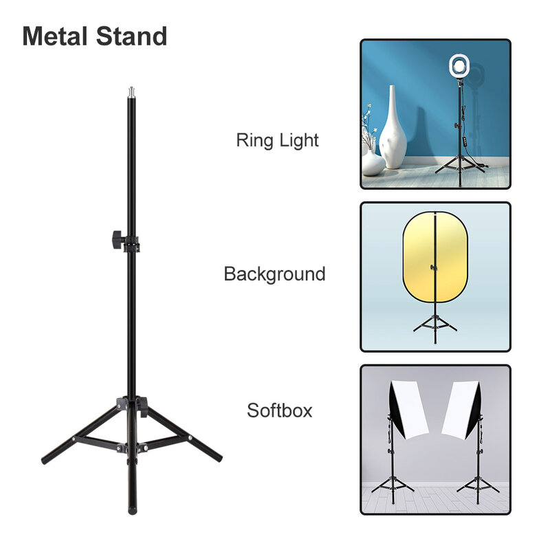 Yizhestudio Photographic lighting stand ,1.1m/1.6m/2.0m ring lamp stand with 1/4 screw adjustable tripod for phone selfie stick