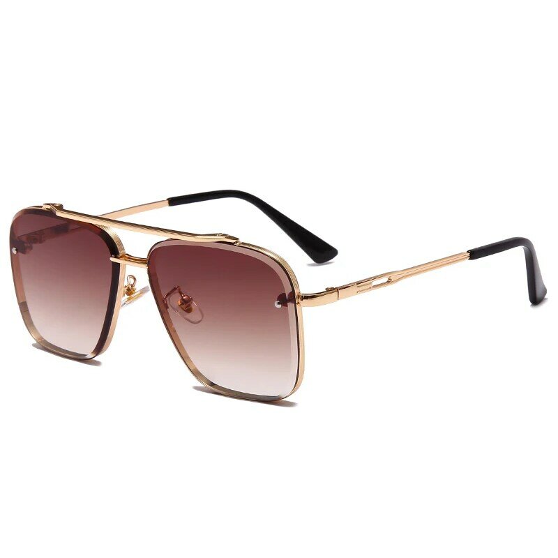 2021 moda fajne mężczyźni okulary do jazdy gogle lato styl gradientu brązowe okulary Vintage okulary przeciwsłoneczne pilotki Punk óculos De Sol