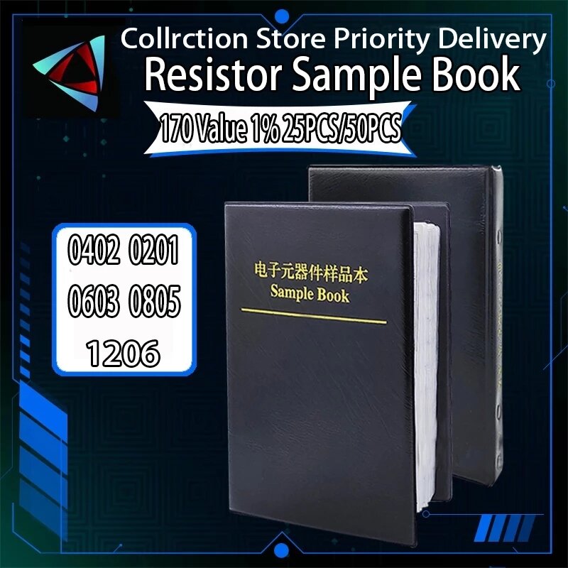 4250PCS 8500PCS 8850PCS 0201 0402 0603 0805 1206 1% SMD Resistor Sample Book Assorted Kit 10K 100K 1K 1R 100R 220R