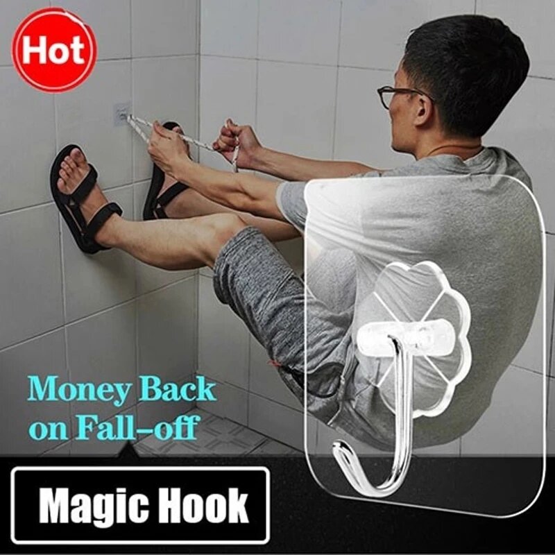 New Powerful Hook Upgrade Cartoon Transparent Hook Seamless Hook Velcro Nail-Free Bathroom Kitchen