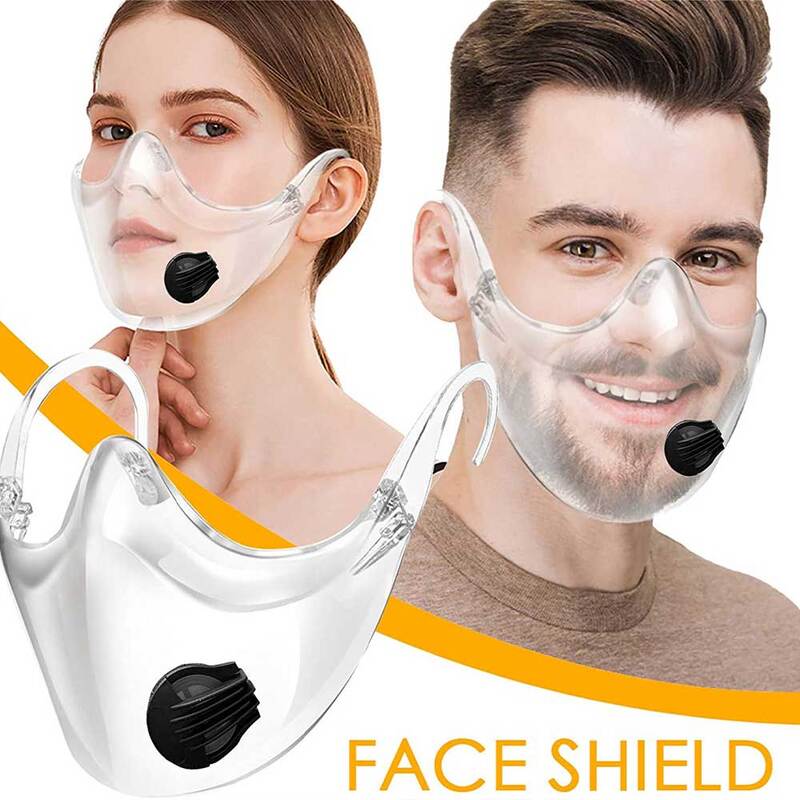 Upgrade Transparent Face Shield Safety Helmet Protective Mouth Washable Durable Mask Breathable Valve Reusable Face Mask Shield