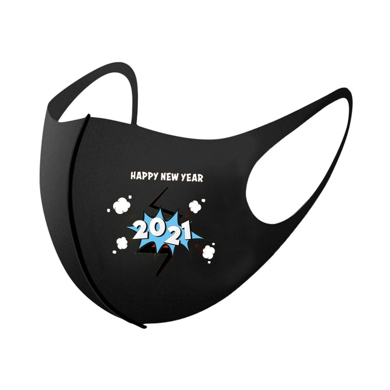 1pc adulto máscara lavável tecido reutilizável máscaras bonito dos desenhos animados 2021 ano novo natal impresso seda gelo respirável máscara protetora