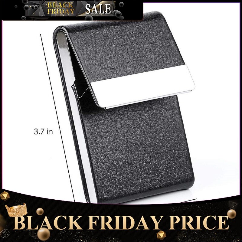 Portable Men Metal Leather Card Case Holder For Business ID Card Storage