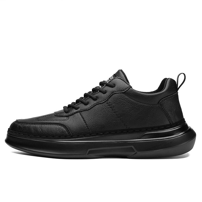 Sapatos masculinos 2021 novos sapatos de tabuleiro preto tendência all-match sapatos esportivos de sola grossa sapatos de couro casual sapatos masculinos na moda