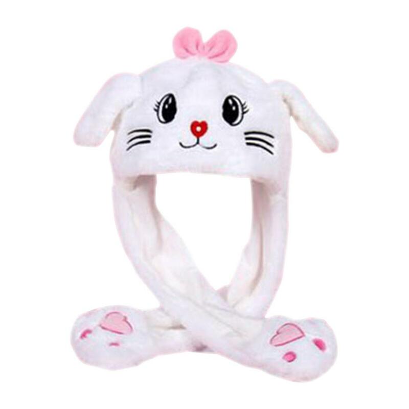 ของเล่นตลกกระต่ายหมวกหูน่ารักน่ารัก Warm Plush หมวก Pinch หูและ Move น่ารัก Warm Plush Bunny หมวก