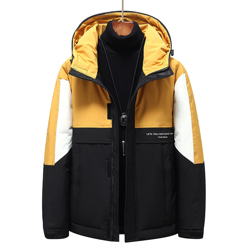 2021men'sホワイトダックダウンジャケット暖かい厚いフグジャケットコート男性カジュアル男性のダウンジャケットのオーバーコート熱冬パーカー男性