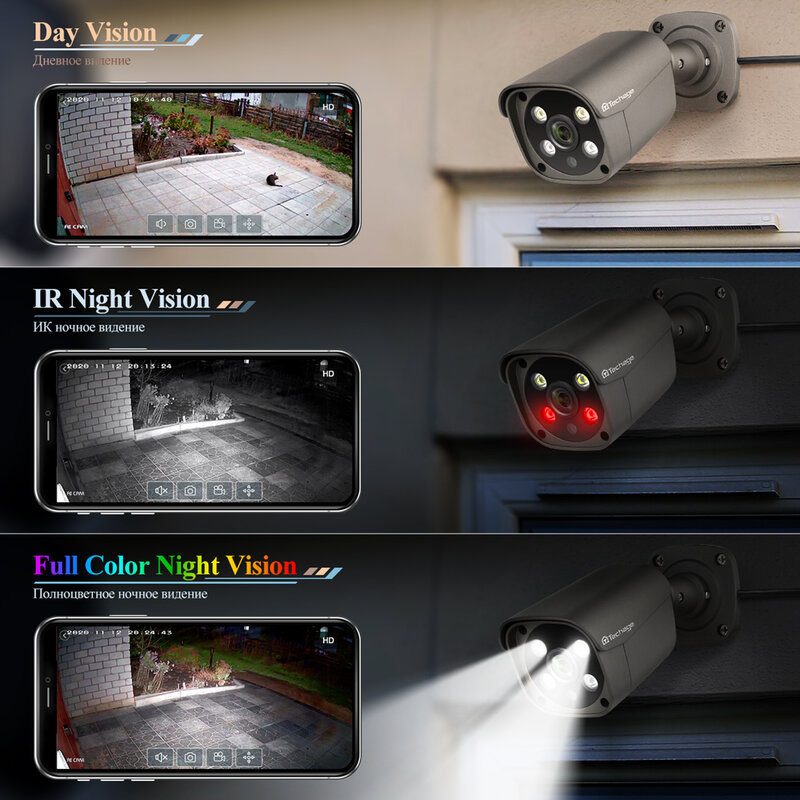 Techage POE NVR 키트 보안 카메라 시스템, 양방향 오디오, H.265 IP AI 카메라, 야외 P2P CCTV 비디오 감시 세트, 16CH, 5MP