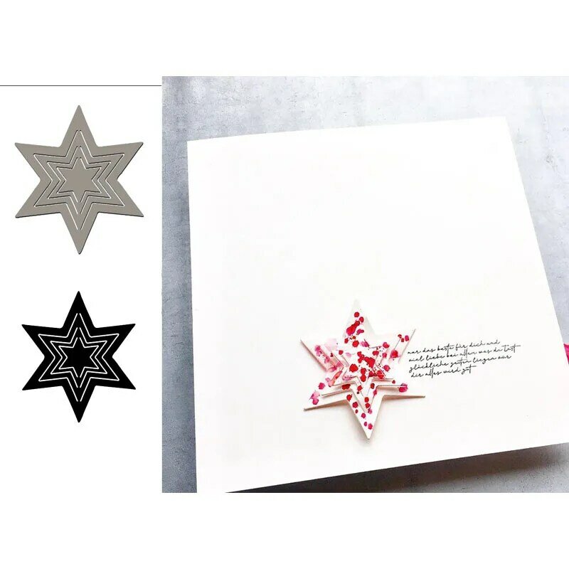 Estrela de cinco pontas 3d decoração bonita corte de metal, álbum de scrapbooking, papel diy, cartões, artesanato, gravação em relevo, cortes 2019