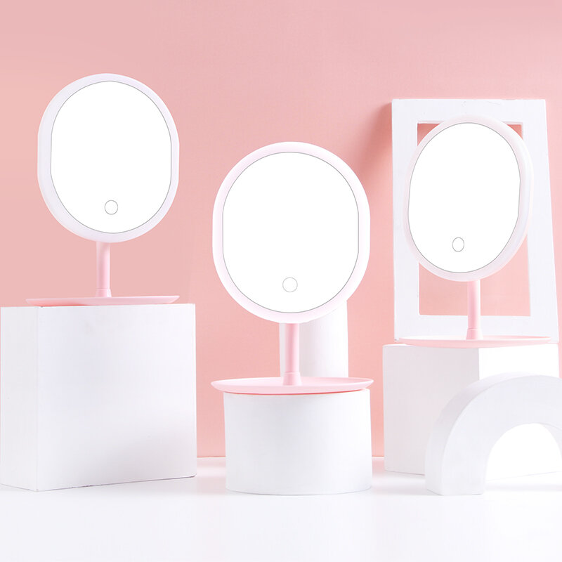 Зеркало для макияжа со светодиодной подсветкой, регулируемое настольное косметическое зеркало с регулируемым сенсорным диммесветодиодный и светодиодной подсветкой для туалетного столика