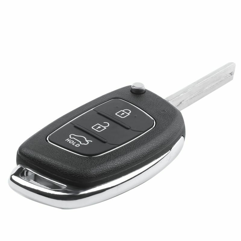 Flip Key Shell Geschikt Voor Hyundai Ix45 Santa Fe Remote Key Case Fob 3-Knop Zwart