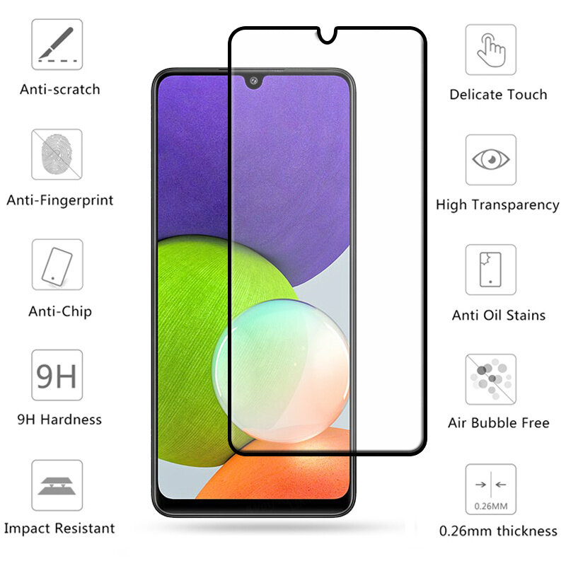 4 en 1 Protector de pantalla para Samsung Galaxy A22S 5G, cristal templado para Samsung A22S 5G, A22S 5G