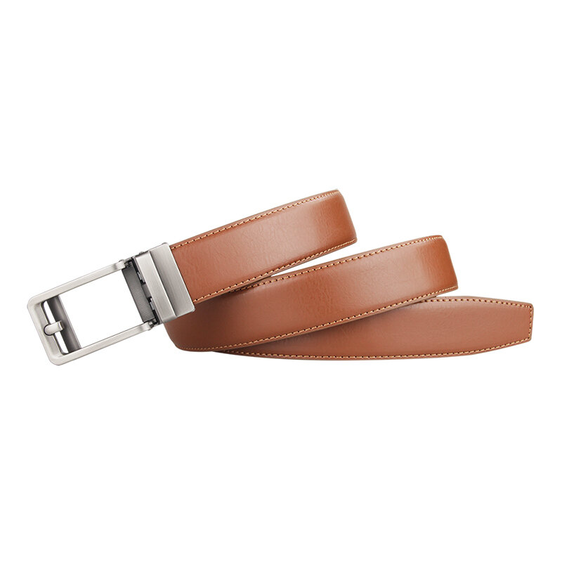 New Designer Popular Luxury Cowhide Leather Belt Brown Automatic Buckle Belly Waist Business Casual Belts For Men 3.5 Width