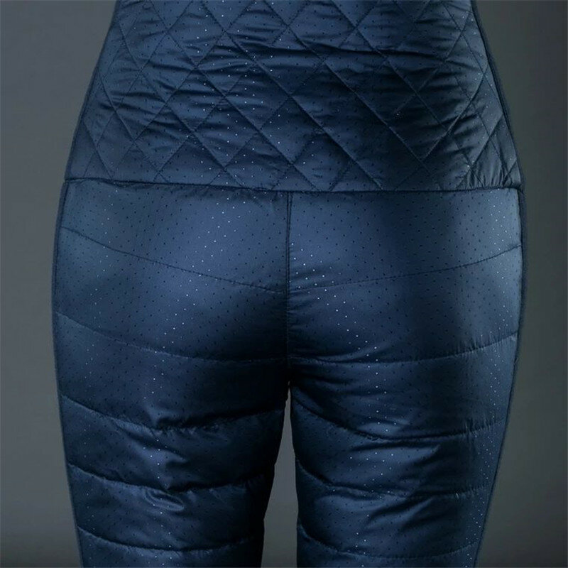 Пуховые брюки для женщин с высокой талией, утепленные и тонкие двусторонние Большие теплые зимние брюки на белом утином пуху