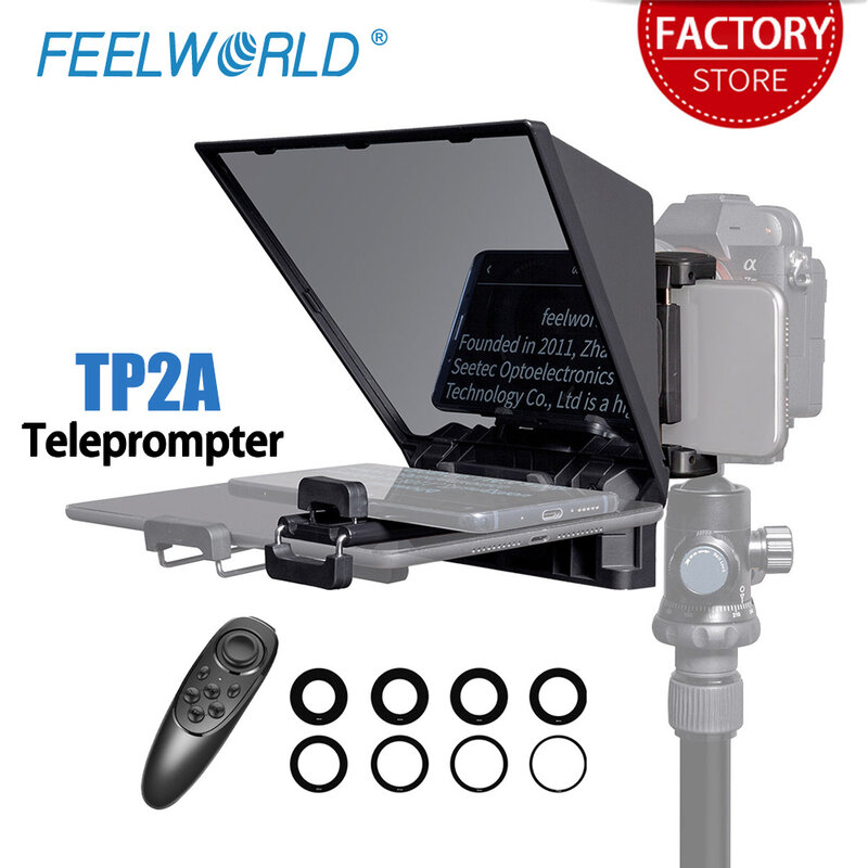 FEELWORLD-Mini Teleprompter TP2A, dispositivo portátil de 8 pulgadas, soporta menos de 8 pulgadas, Smartphone, tableta, Prompting, cámara DSLR, Bluetooth