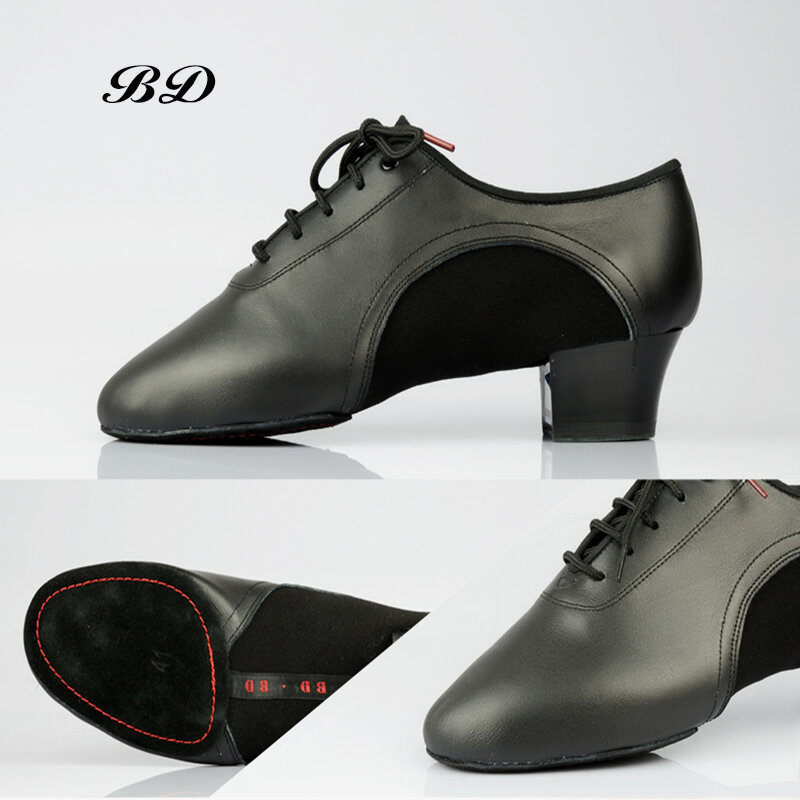 Sapatos masculinos para dança, sapato de couro oxford com sola de dois pontos e renda 458 cm, durável, para salto latino