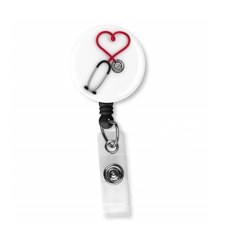 1PCS Stethoscope Nurse Doctor Swivel Alligator Clip Retractable Reel ID Badge Name Card Holder For Office Accessories