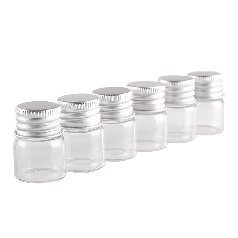 10pcs 5ml 22*30mm Clear Glass Bottles with Aluminum Caps Tiny Empty Glass Jars DIY Crafts Vials Tiny Glass Jars