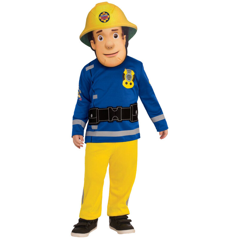 Kids Cute TV Cartoon Fireman Sam Small Rescue Cosplay Dress Up Costume For Performance Halloween 3pcs Outfit