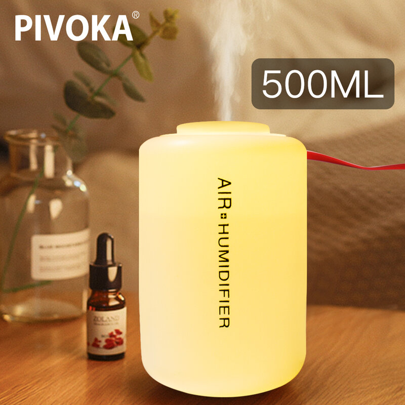 PIVOKA 500ml humidificador de aire difusor de aromaterapia difusor de Aroma de aceite esencial humidificador USB ultrasónico fabricante de niebla para coche de casa