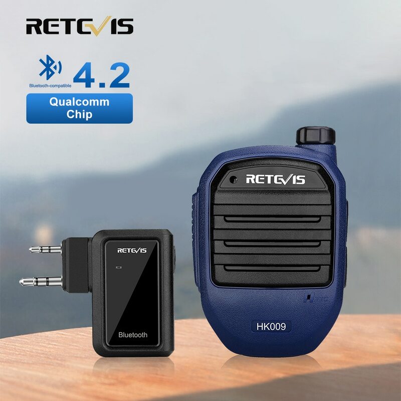 Retevis HK009 لاسلكي تخاطب سماعة لاسلكية تعمل بالبلوتوث متوافق مع ميكروفون محمول باليد مع محول PTT لكينوود Baofeng UV5R