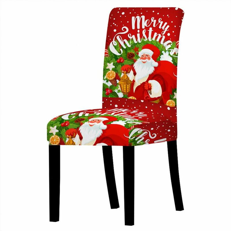 3D Santa Claus Print Chair Cover for Dining Room Chairs Covers High Back Living Room for Christmas Chairs  Party Decoration