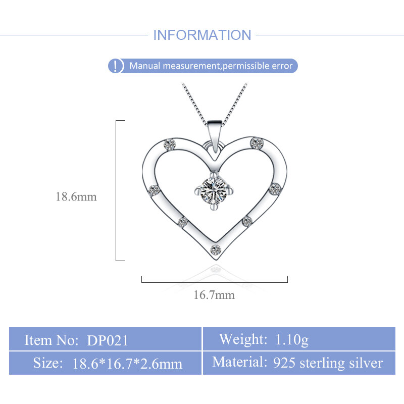 CLUCI Fashion Silver 925 Charms Pendant Jewelry for Women Valentine Day Sterling Silver Love Heart Pendant